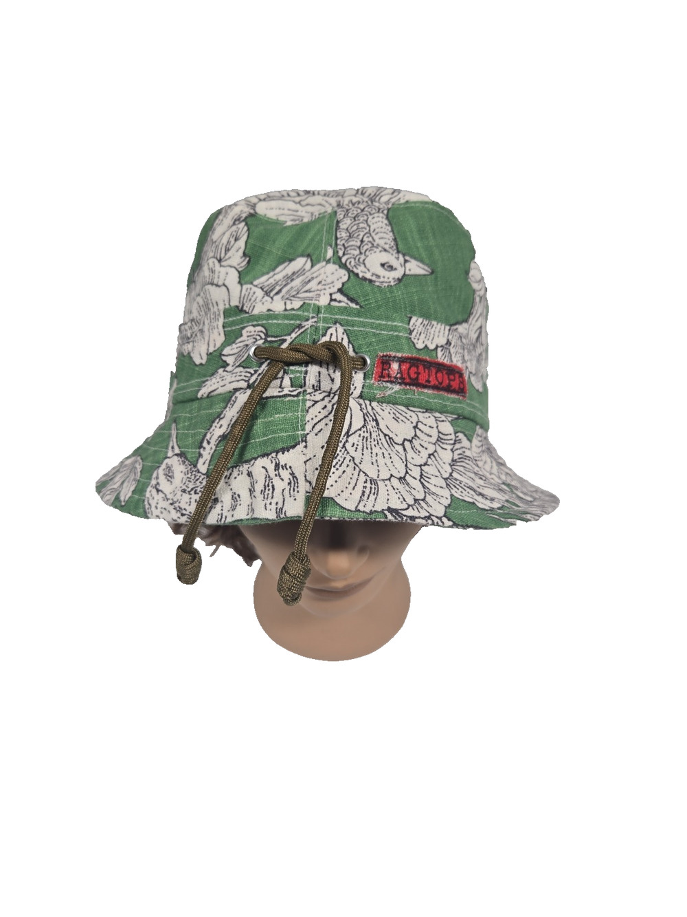 Rag Tops Hats Unisex Canvas Bucket Hat Green Tropical Print Gromets One Size